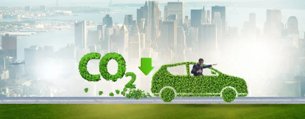 Graphics illustrating low-carbon road